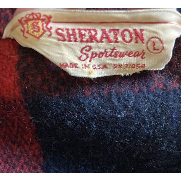 Vintage 1950’s Black Red Buffalo Plaid Wool Mackinaw Field Coat Jacket Men’s M - Picture 9 of 10